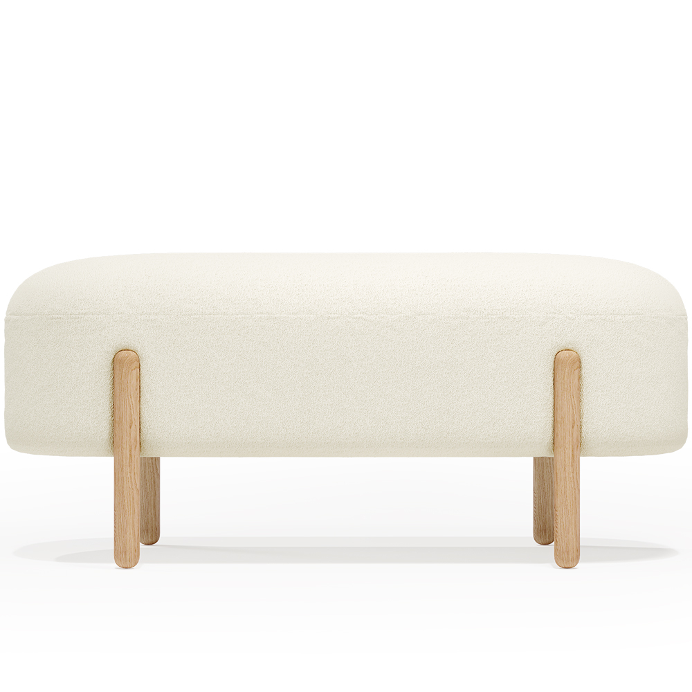  Buy Upholstered Bouclé Bench - Round White 61250 - in the EU