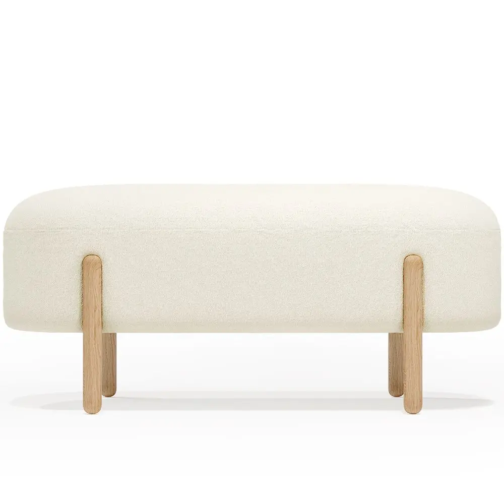  Buy Upholstered Bouclé Bench - Round White 61250 - in the EU