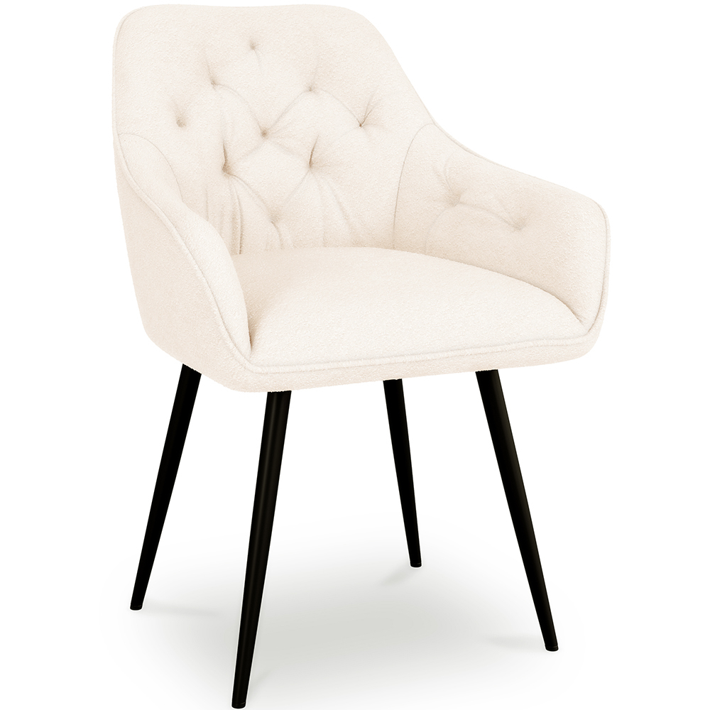  Buy Dining Chair with Armrests - Upholstered in Premium Bouclé - Carrol White 61267 - in the EU