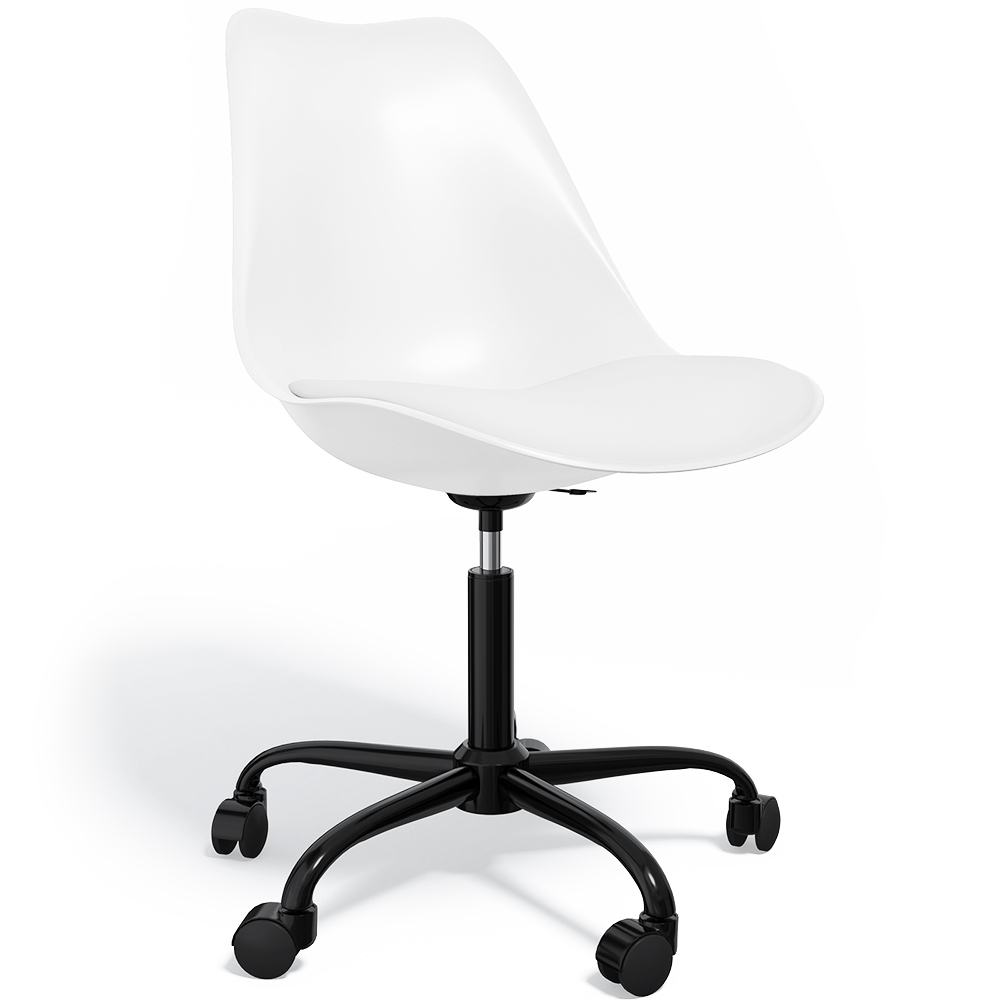  Buy Swivel Office Chair Tulip with Wheels - Black Frame White 61270 - in the EU