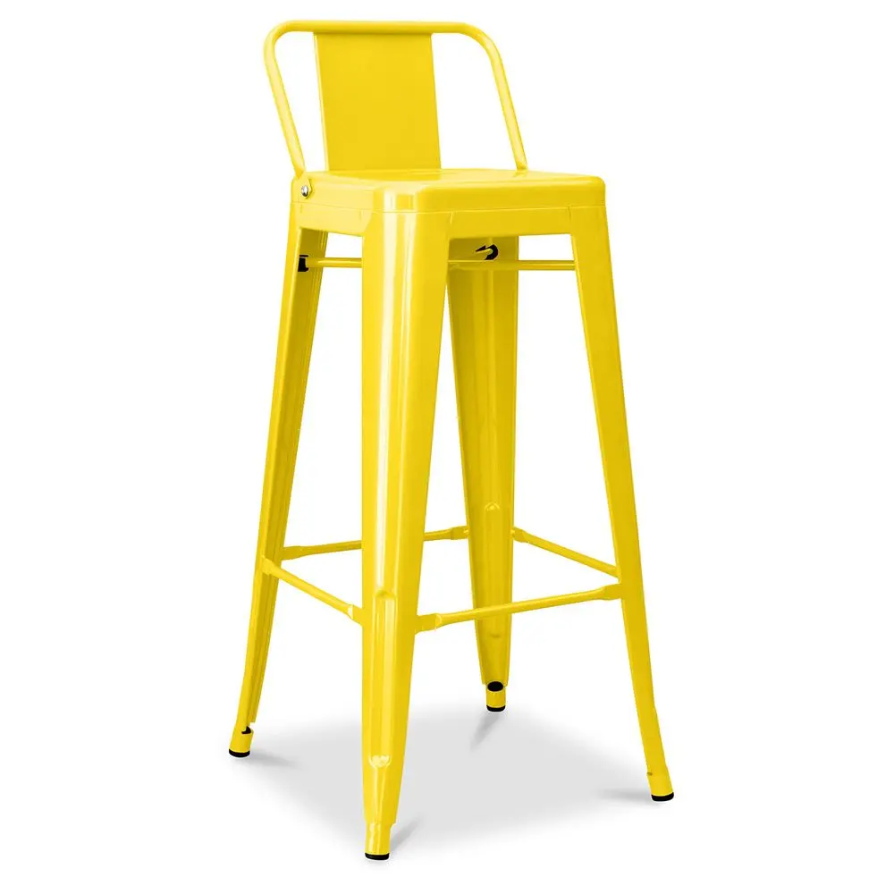  Buy Bistrot Metalix stool with small backrest - 76cm Yellow 58348 - in the EU