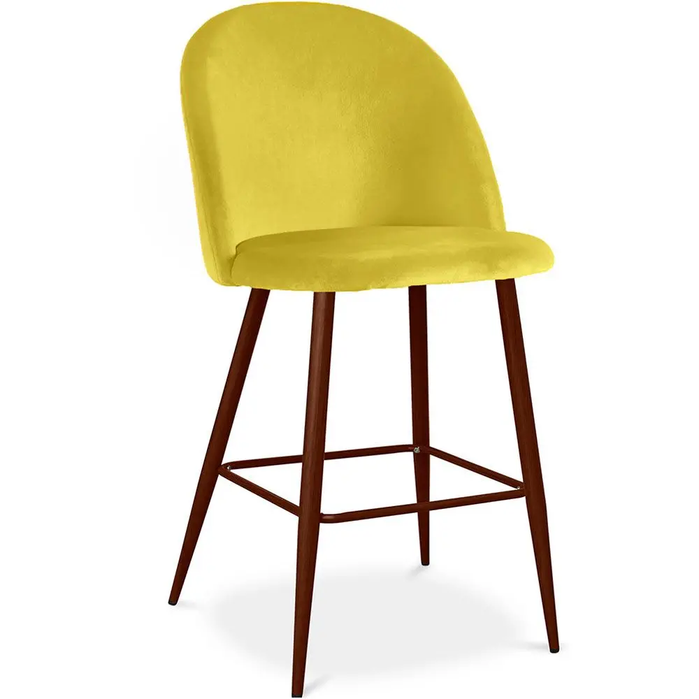  Buy Velvet Upholstered Stool - Scandinavian Design - 66cm - Bennett Yellow 61287 - in the EU