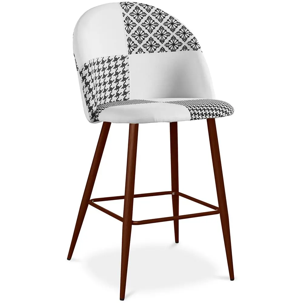  Buy Patchwork Upholstered Stool - Scandinavian Style - Black and White - 66cm - Bennett White / Black 61290 - in the EU
