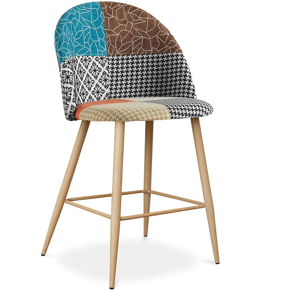  Buy Patchwork Upholstered Stool - Scandinavian Style - 66cm -  Bennett  Multicolour 61292 - in the EU