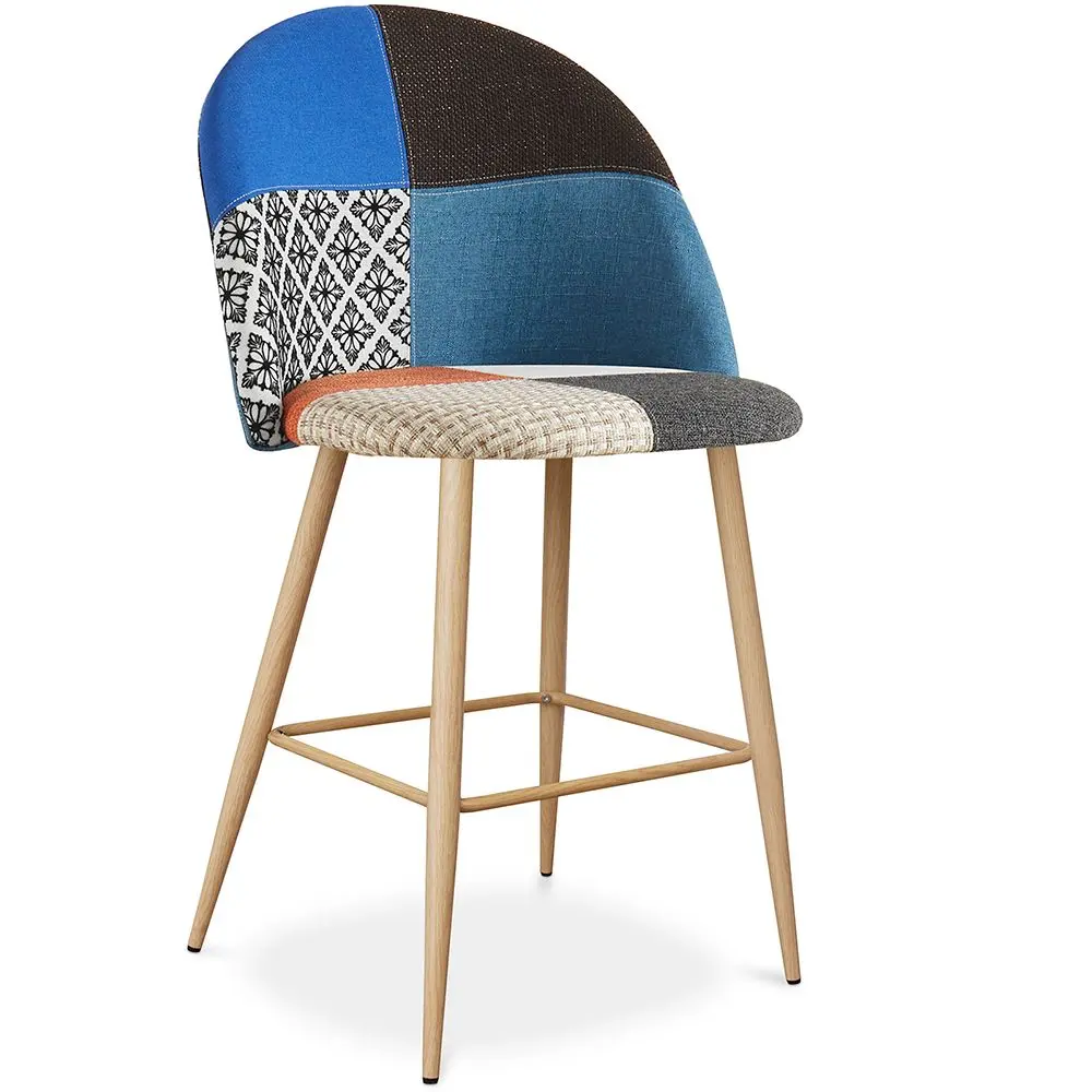  Buy Patchwork Upholstered Stool - Scandinavian Style - 66cm - Bennett Multicolour 61294 - in the EU