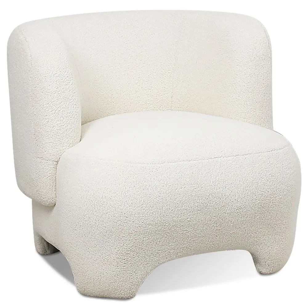  Buy  Upholstered Armchair - Bouclé Fabric Lounge Chair - Janko White 61296 - in the EU