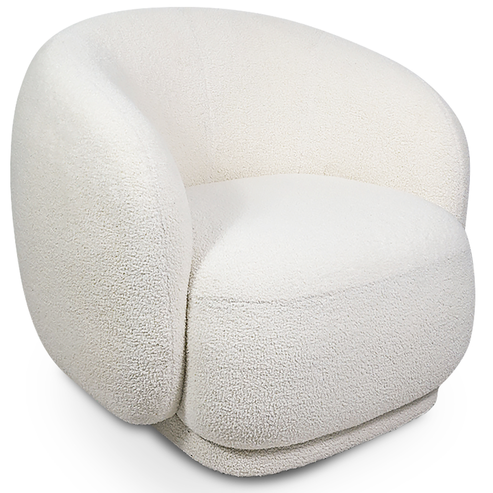  Buy Upholstered Armchair in Bouclé Fabric - Curved Design - Wendry White 61302 - in the EU