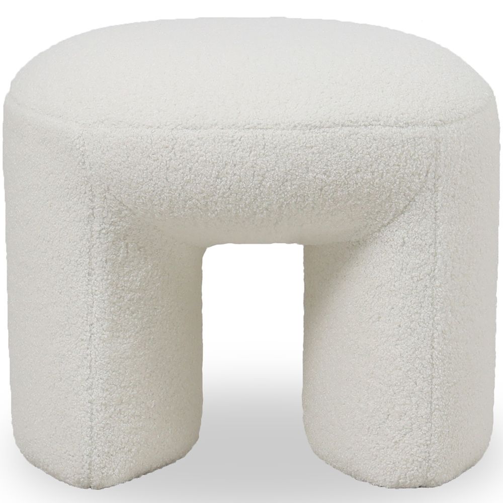  Buy Ottoman Upholstered in Bouclé Fabric - Loriel White 61303 - in the EU