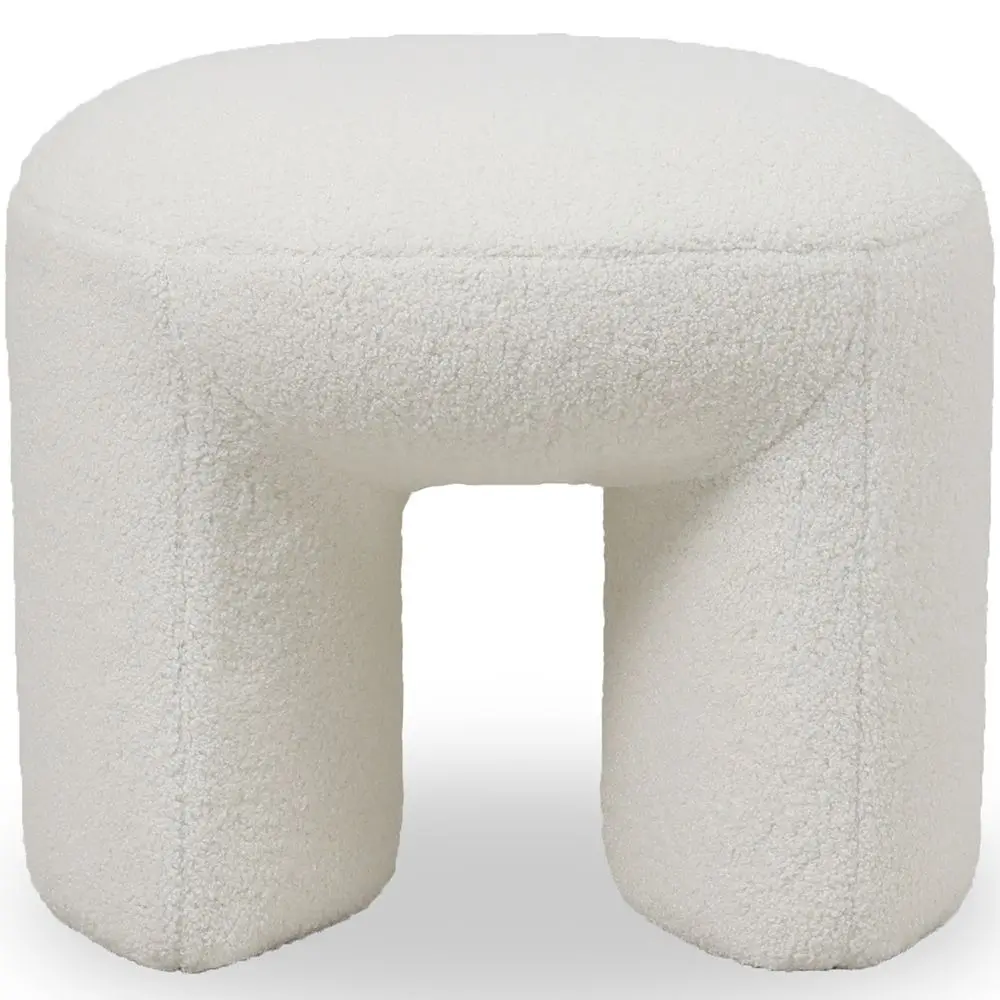 Buy Ottoman Upholstered in Bouclé Fabric - Loriel White 61303 - in the EU