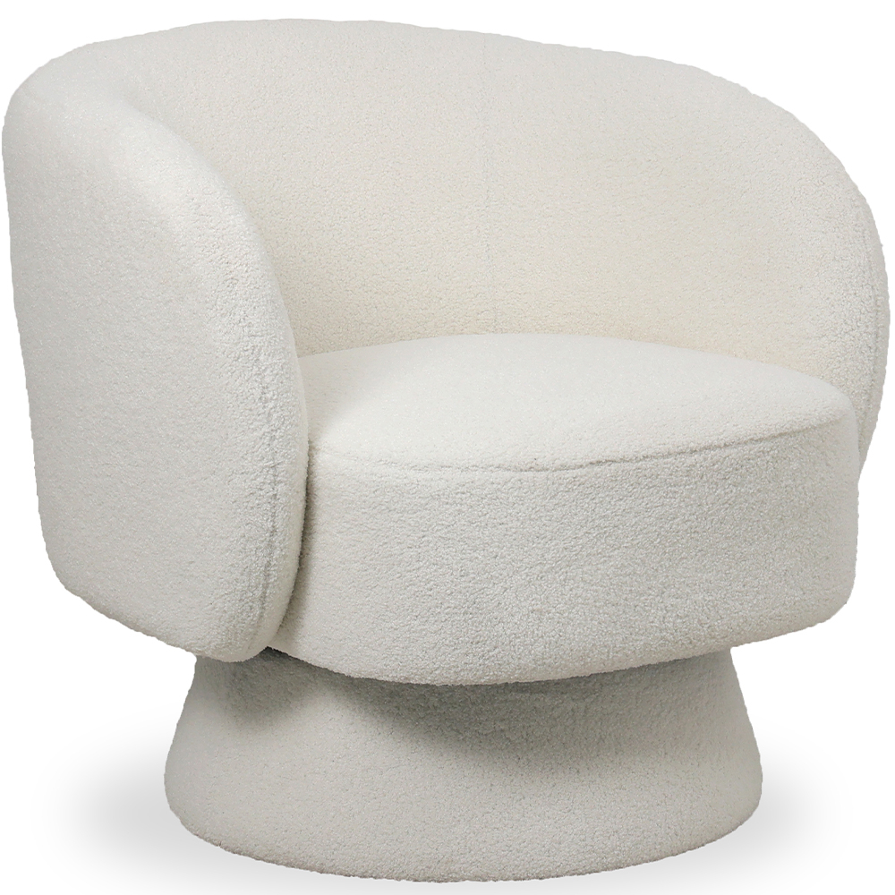  Buy Armchair Upholstered in Bouclé Fabric - Curved Design - Lilo White 61304 - in the EU