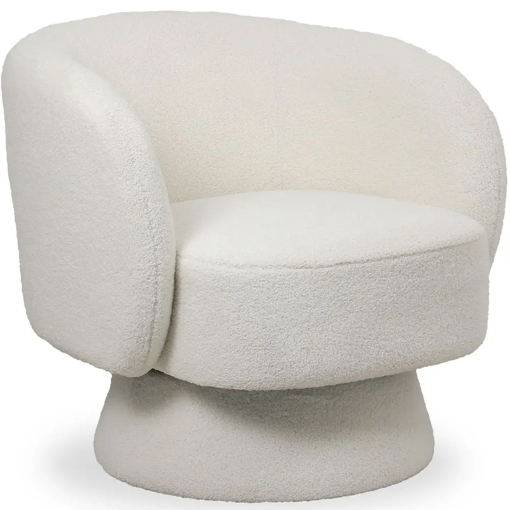  Buy Armchair Upholstered in Bouclé Fabric - Curved Design - Lilo White 61304 - in the EU