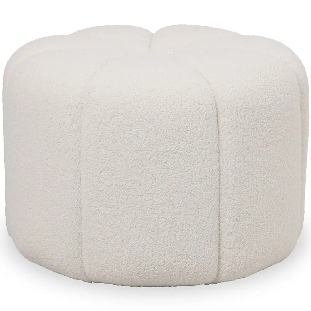  Buy Round Ottoman Upholstered in Bouclé Fabric - Debri White 61306 - in the EU