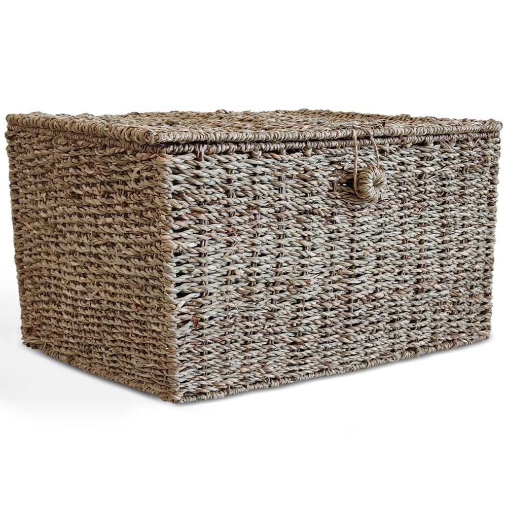  Buy Natural Fiber Basket with Lid - 40x30CM - Vernui Brown 61313 - in the EU