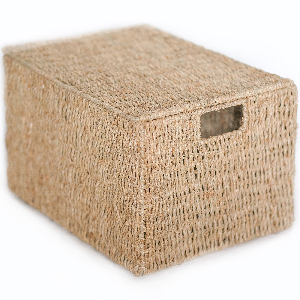  Buy Natural Fiber Basket with Lid - 40x30CM - Greey Natural 61314 - in the EU
