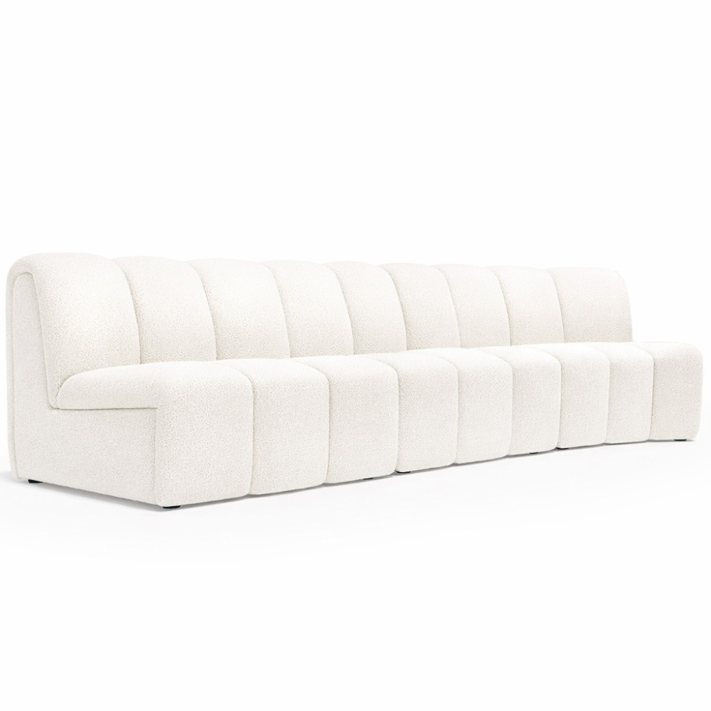  Buy Modular Sofa - Upholstered in Bouclé - 3 Modules - 4/5 Seater - Barkleyn II White 61310 - in the EU
