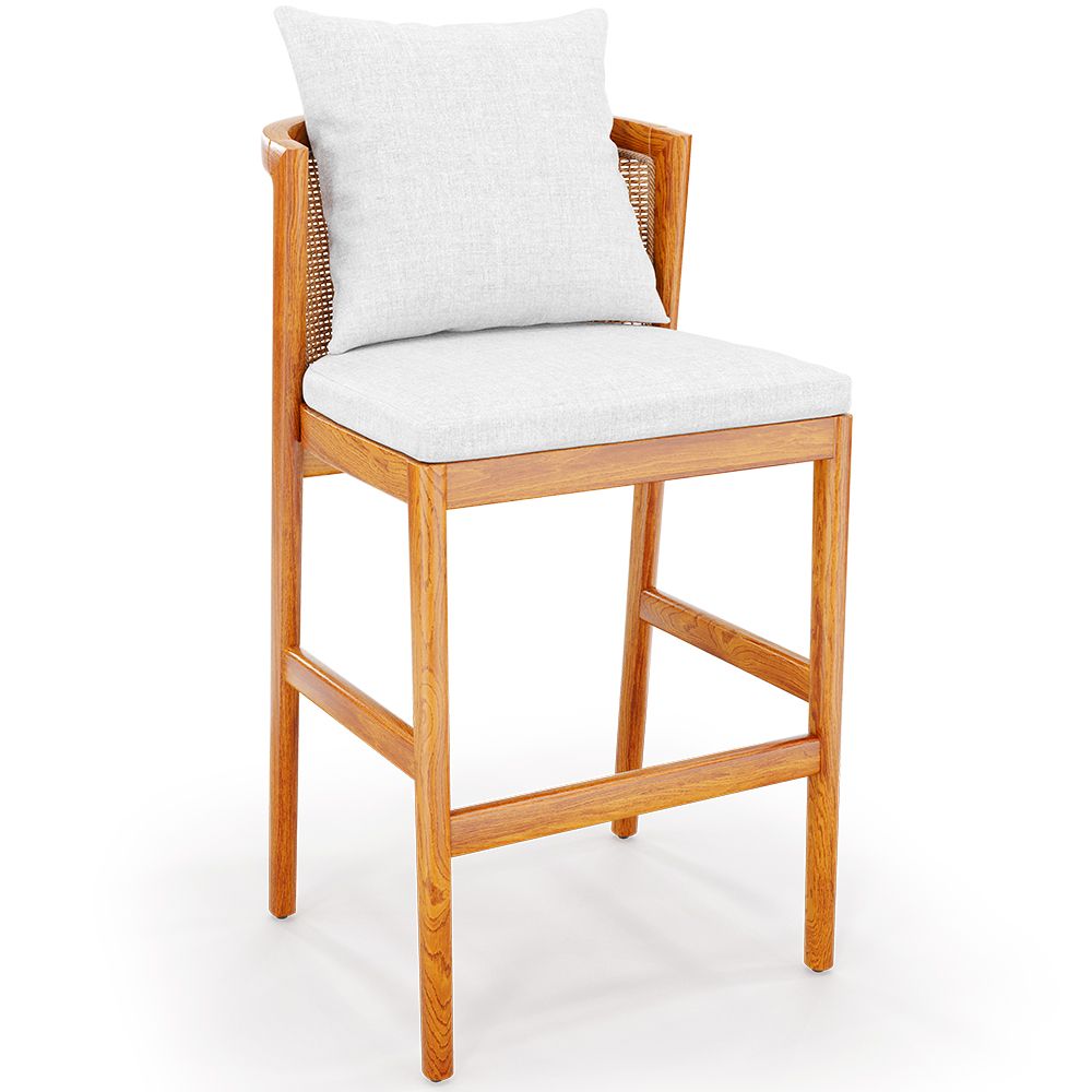  Buy High Outdoor Teak Wood Stool with Cushions - Aran Natural 61324 - in the EU