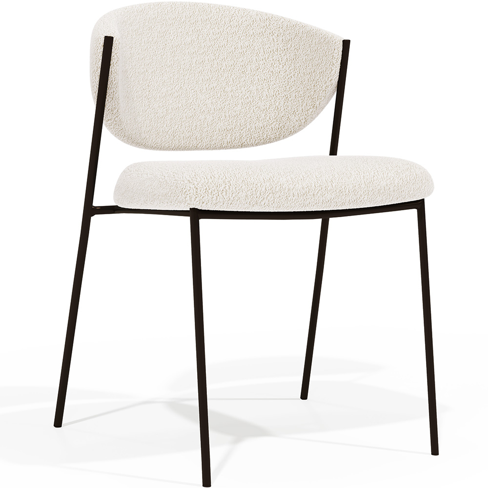  Buy Dining chair - Upholstered in Bouclé Fabric - Black Metal - Vara White 61332 - in the EU