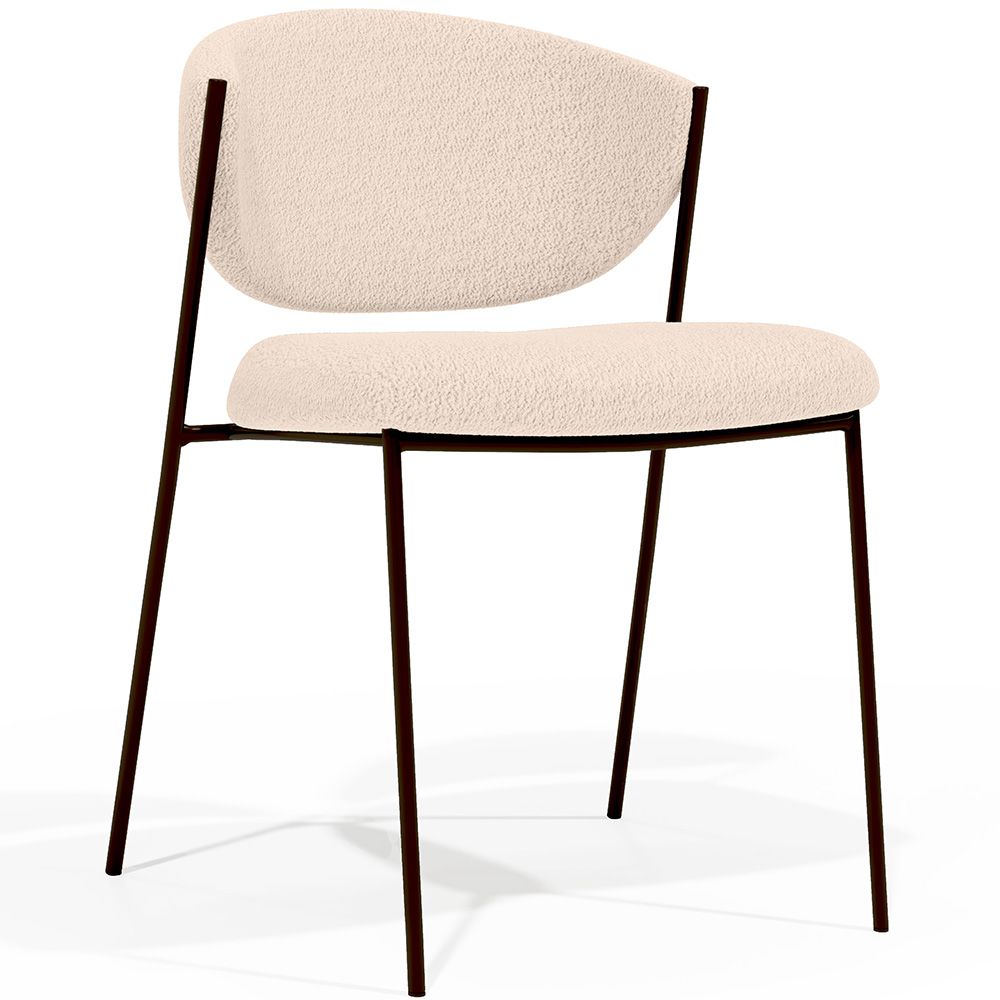  Buy Dining chair - Upholstered in Bouclé Fabric - Black Metal - Vara Ivory 61332 - in the EU
