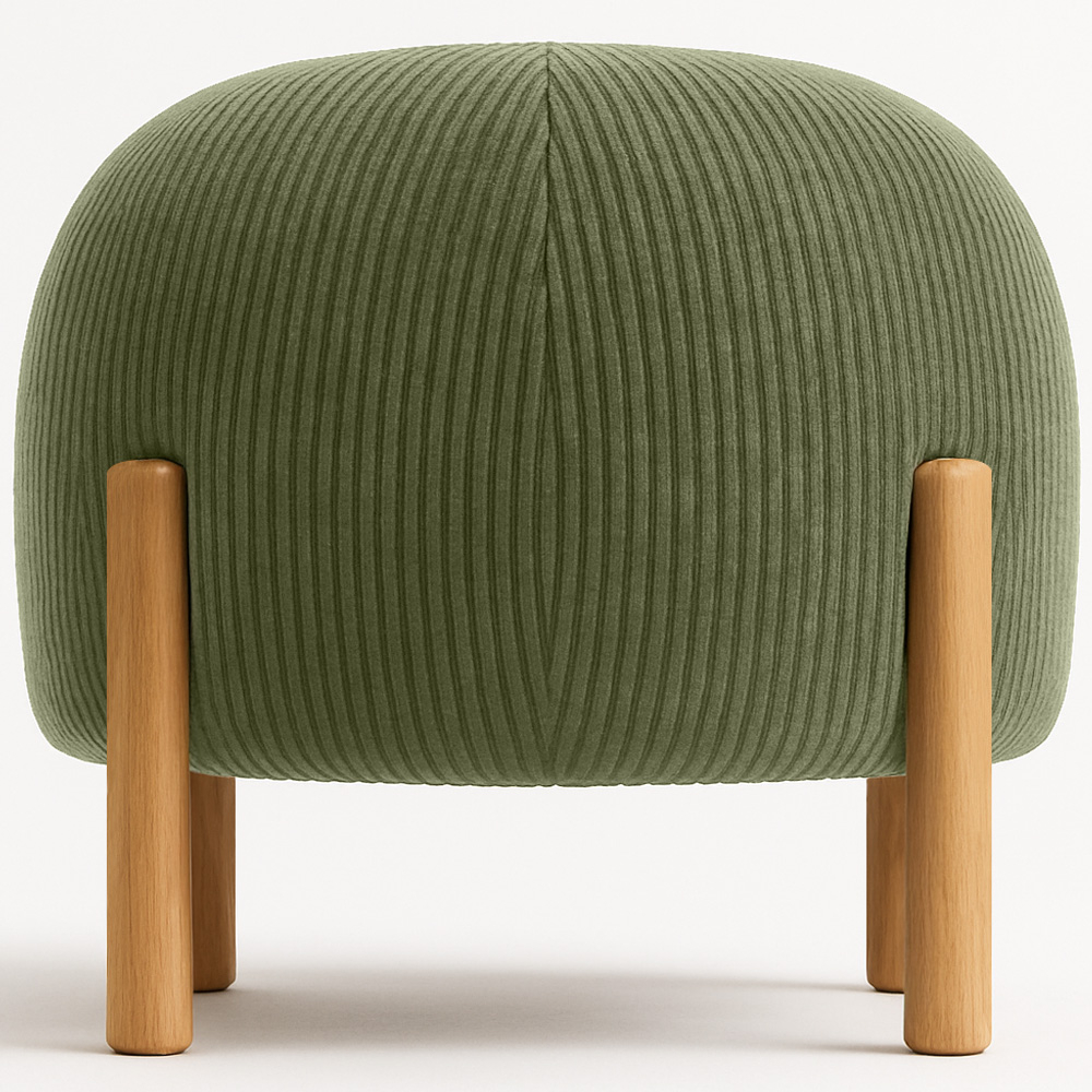  Buy Round Corduroy Upholstered Pouf with Natural Wood Legs - Merv Olive 61450 - in the EU