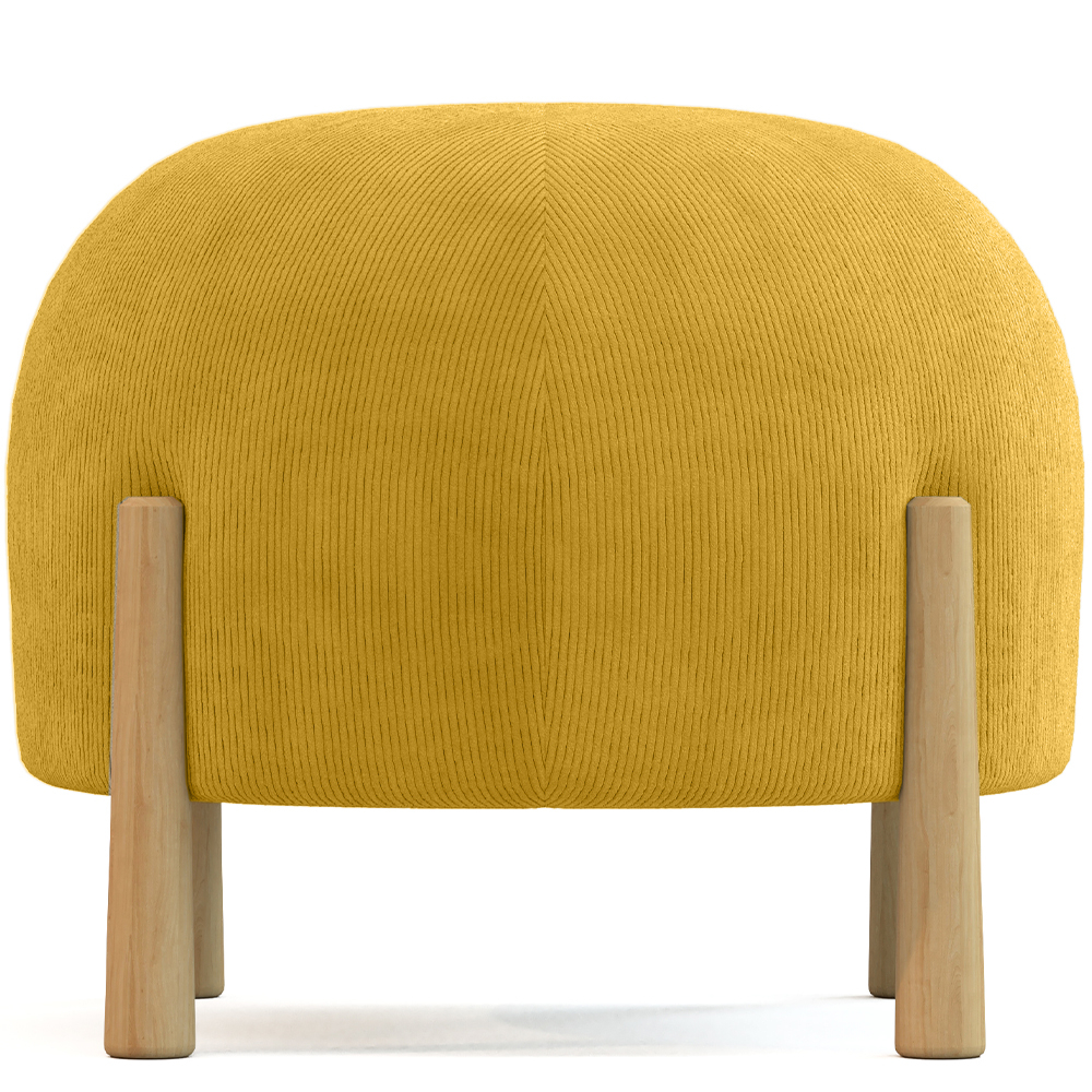  Buy Round Corduroy Upholstered Pouf with Natural Wood Legs - Merv Mustard 61450 - in the EU