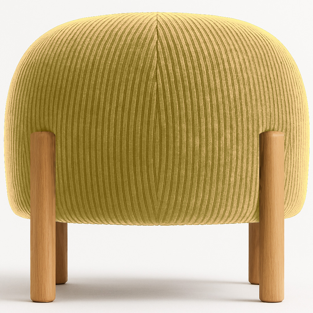  Buy Round Corduroy Upholstered Pouf with Natural Wood Legs - Merv Mustard 61450 - in the EU