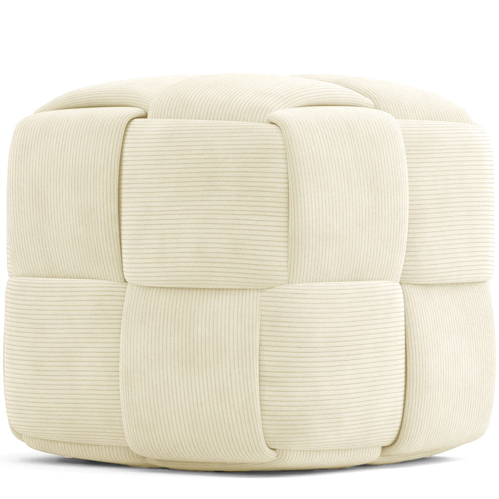  Buy Square Corduroy Upholstered Pouf - Modern Design - Dice Ivory 61451 - in the EU