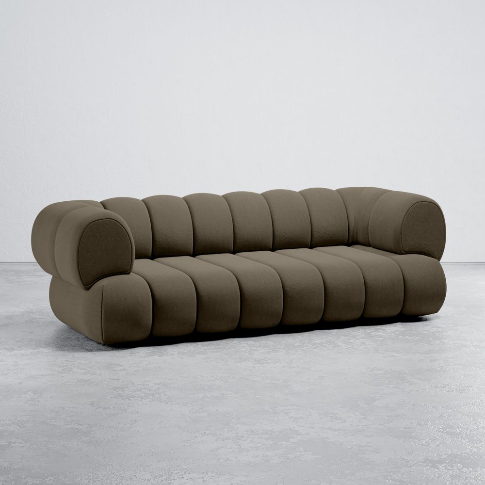  Buy Velvet Upholstered Sofa - Modern Style - 2/3 Seater - Curved Premium Taupe 61486 - in the EU