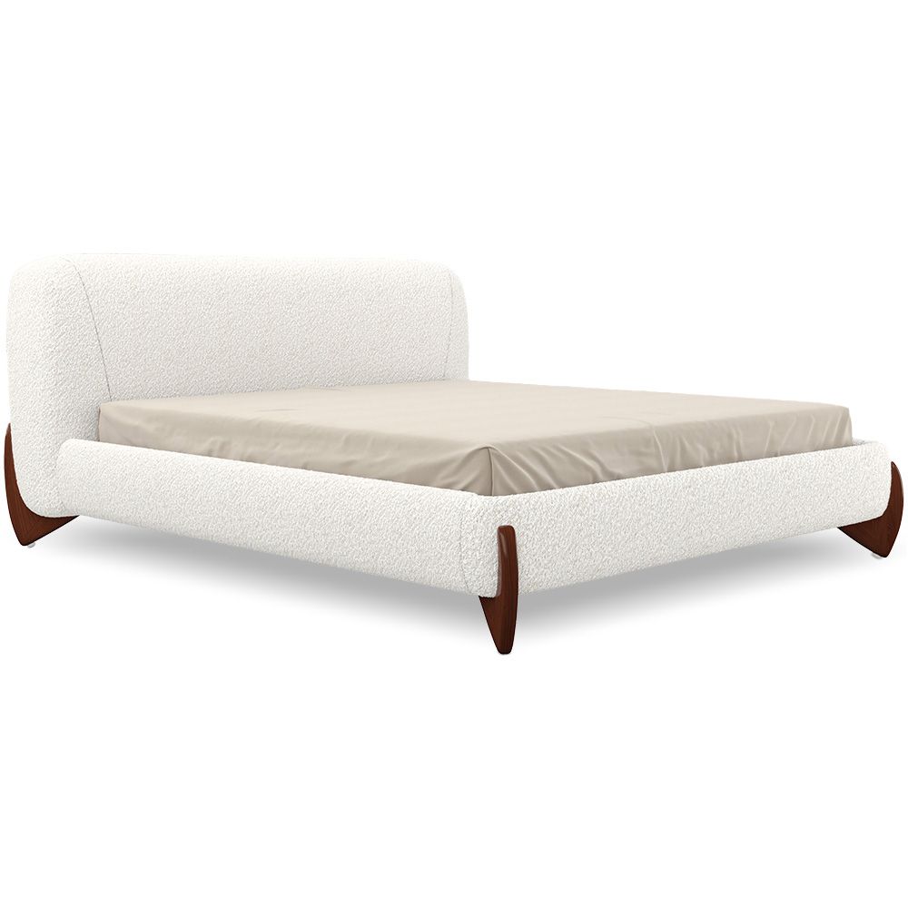  Buy Double bed 160x200 CM - Upholstered in Bouclé Fabric - Emma White 61452 - in the EU