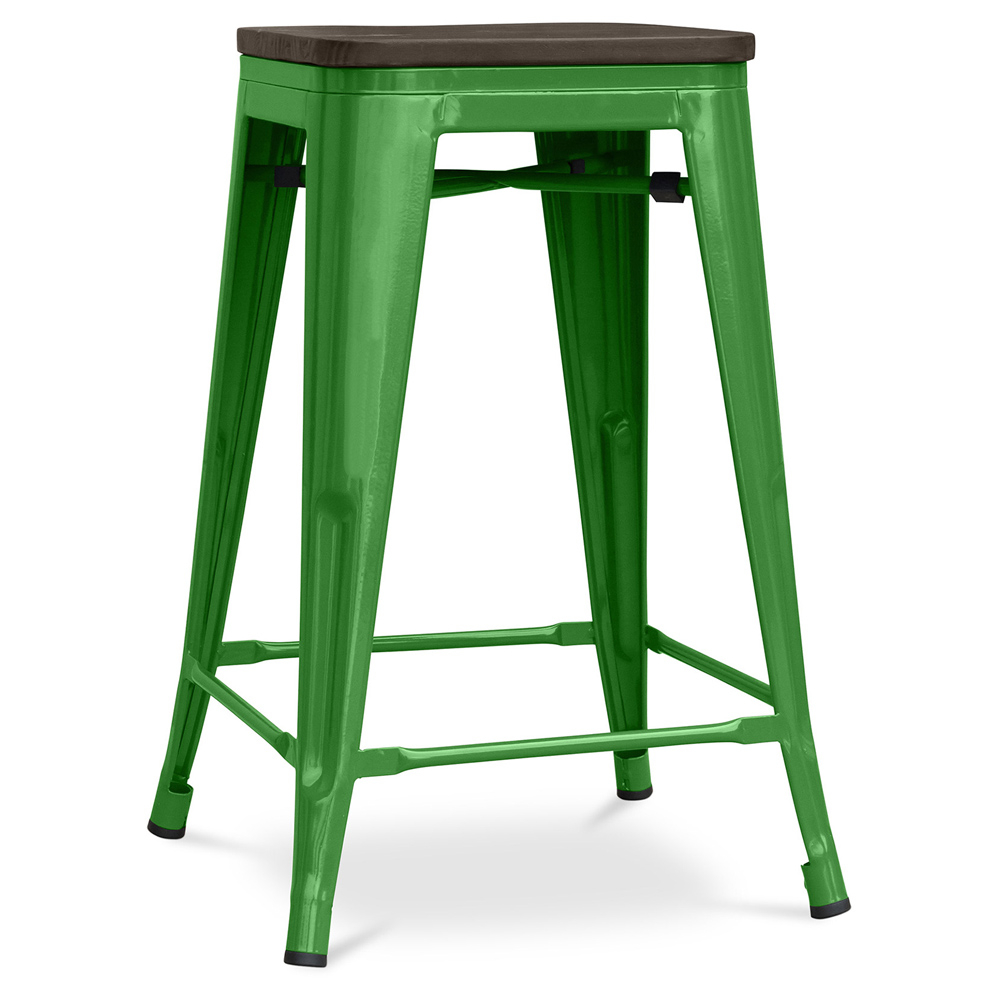  Buy Bar Stool - Industrial Design - Wood & Steel - 60cm -Metalix Green 58354 - in the EU