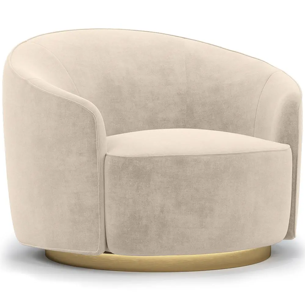  Buy Curved Design Armchair - Upholstered in Velvet - Treya White 60647 - in the EU