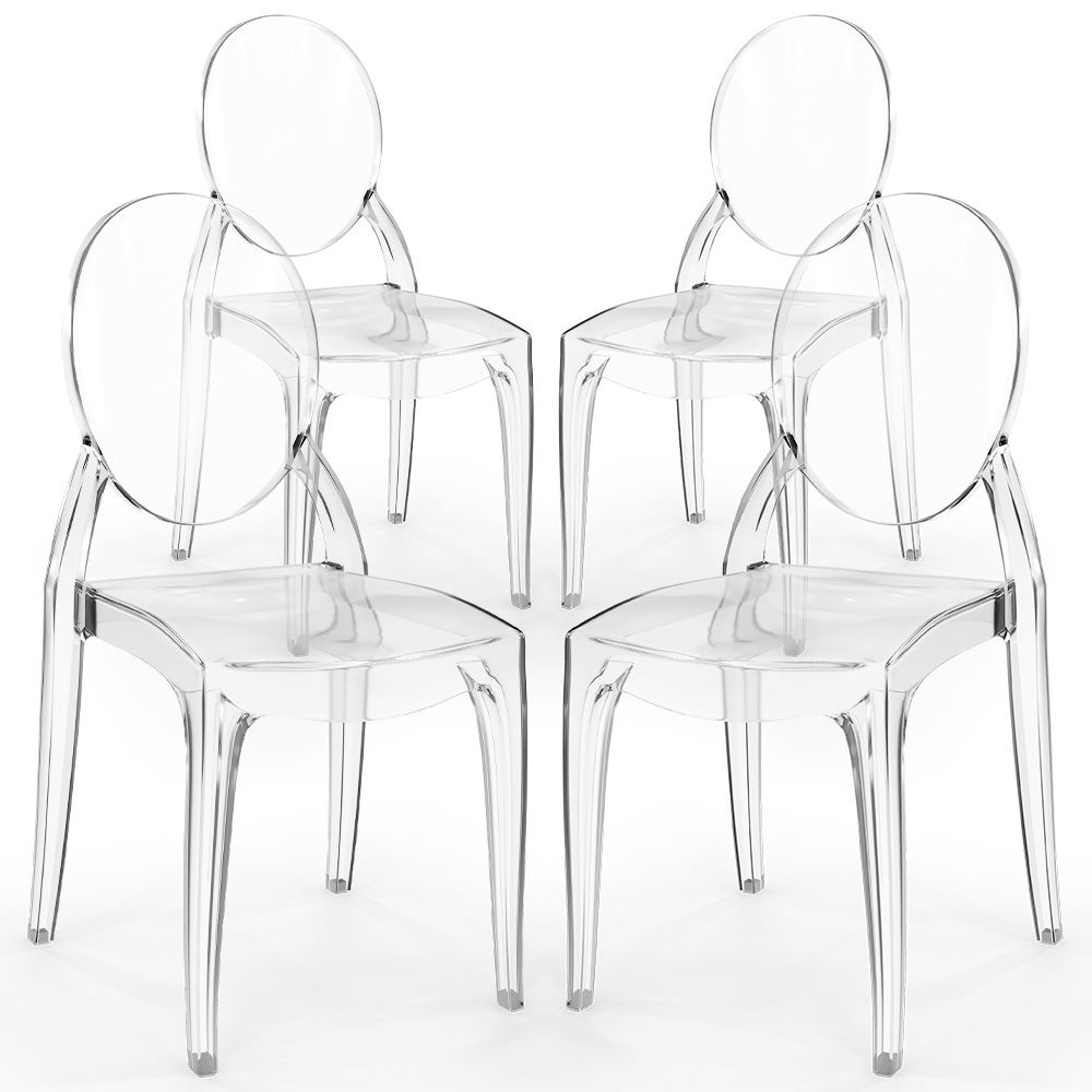  Buy Pack of 4 Dining Chairs Transparent - Victoria Ghost Style Transparent 61555 - in the EU