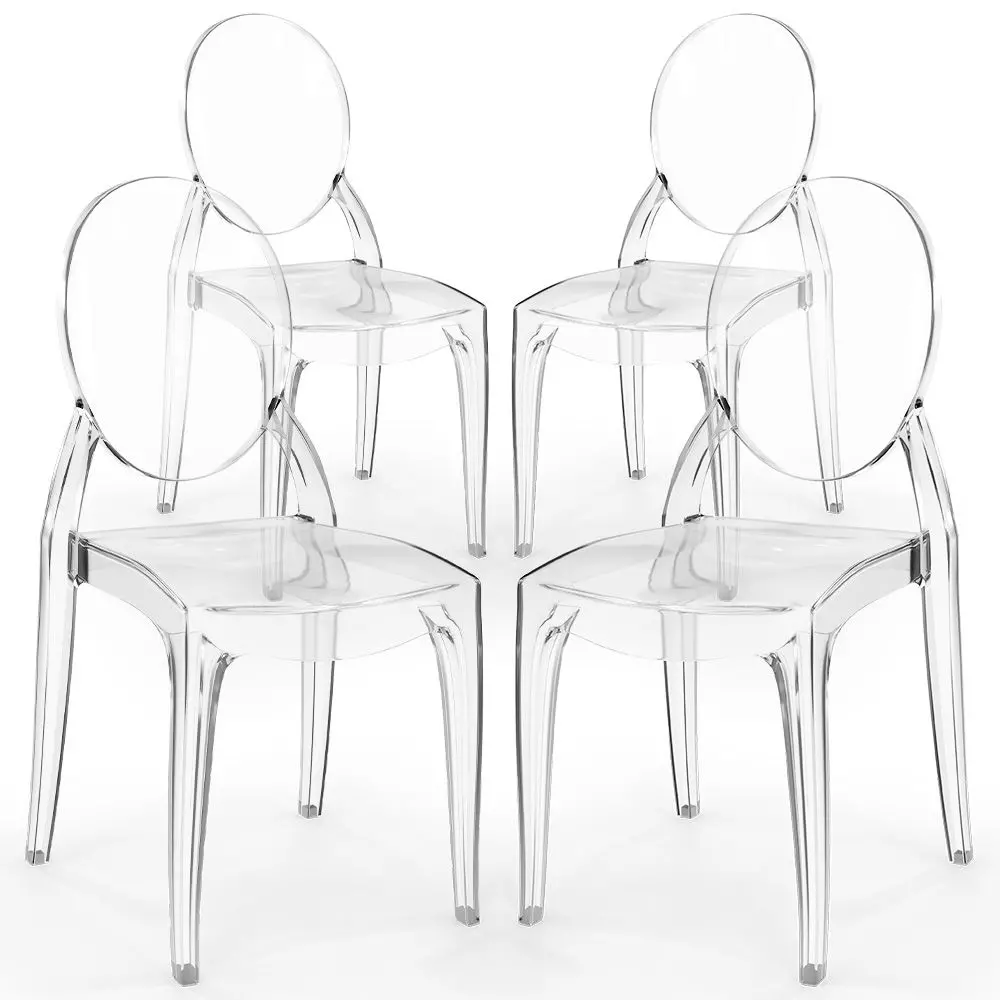  Buy Pack of 4 Dining Chairs Transparent - Victoria Ghost Style Transparent 61555 - in the EU