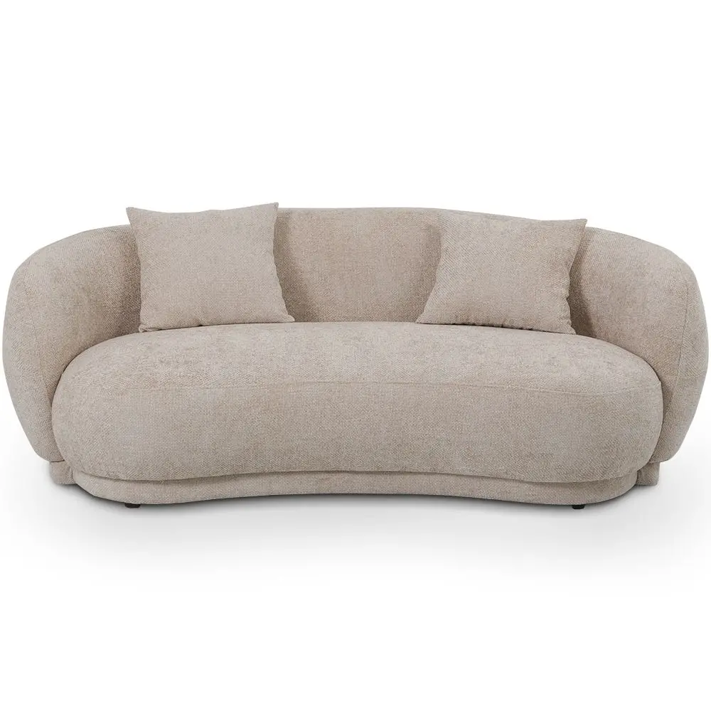  Buy Curved Contemporary Style Design Sofa Upholstered in Chenille - Onda Beige 61557 - in the EU