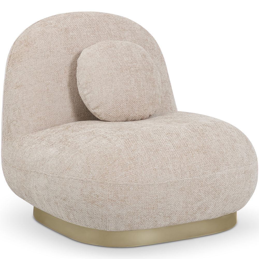  Buy Curved Contemporary Style Design Armchair Upholstered in Chenille - Nuiba Beige 61558 - in the EU