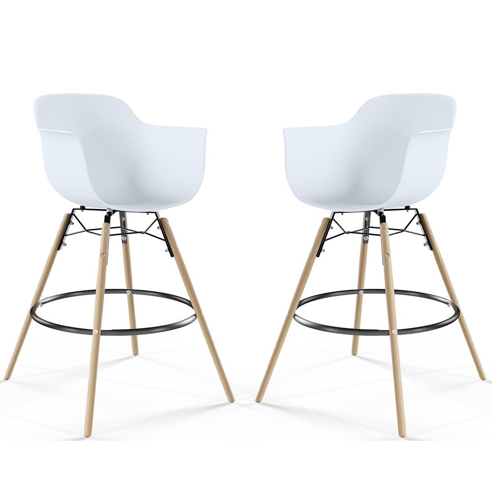  Buy Bar Stool - Scandinavian Design - Wooden Legs - Pack of 2 - Skandiva White 61562 - in the EU