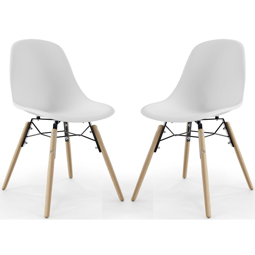  Buy Dining Chair - Scandinavian Design - Wooden Legs - Pack of 2 - Lumi White 61564 - in the EU