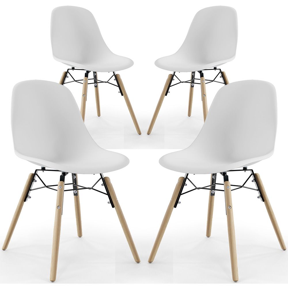  Buy Dining Chair - Scandinavian Design - Wooden Legs - Pack of 4 - Lumi White 61566 - in the EU