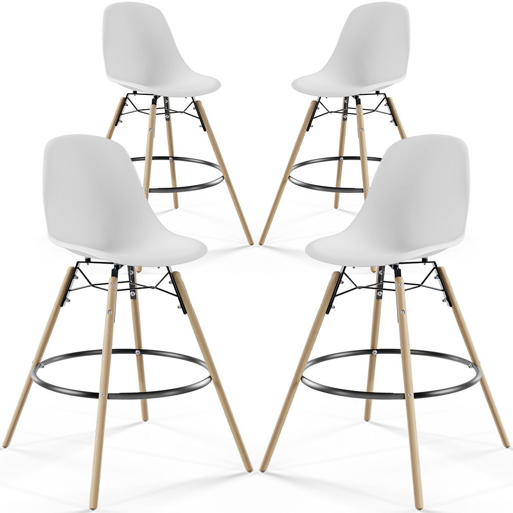  Buy Bar Stool - Scandinavian Design - Wooden Legs - Pack of 4 - Lumi White 61567 - in the EU