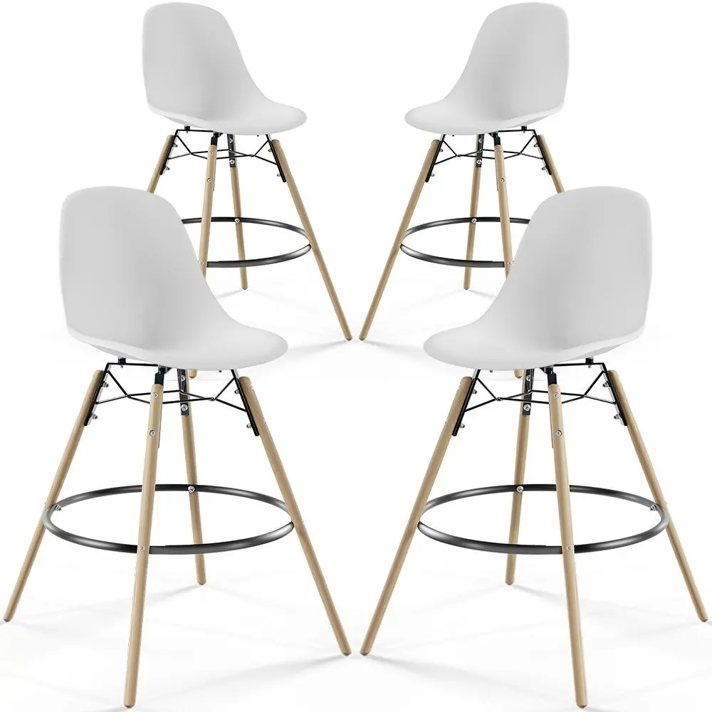 Buy Bar Stool - Scandinavian Design - Wooden Legs - Pack of 4 - Lumi White 61567 - in the EU