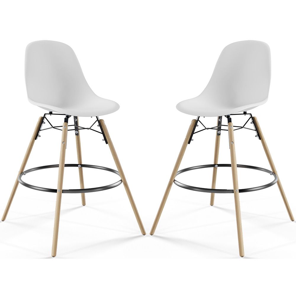  Buy Bar Stool - Scandinavian Design - Wooden Legs - Pack of 2 - Lumi White 61565 - in the EU