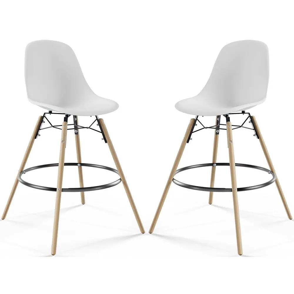  Buy Bar Stool - Scandinavian Design - Wooden Legs - Pack of 2 - Lumi White 61565 - in the EU