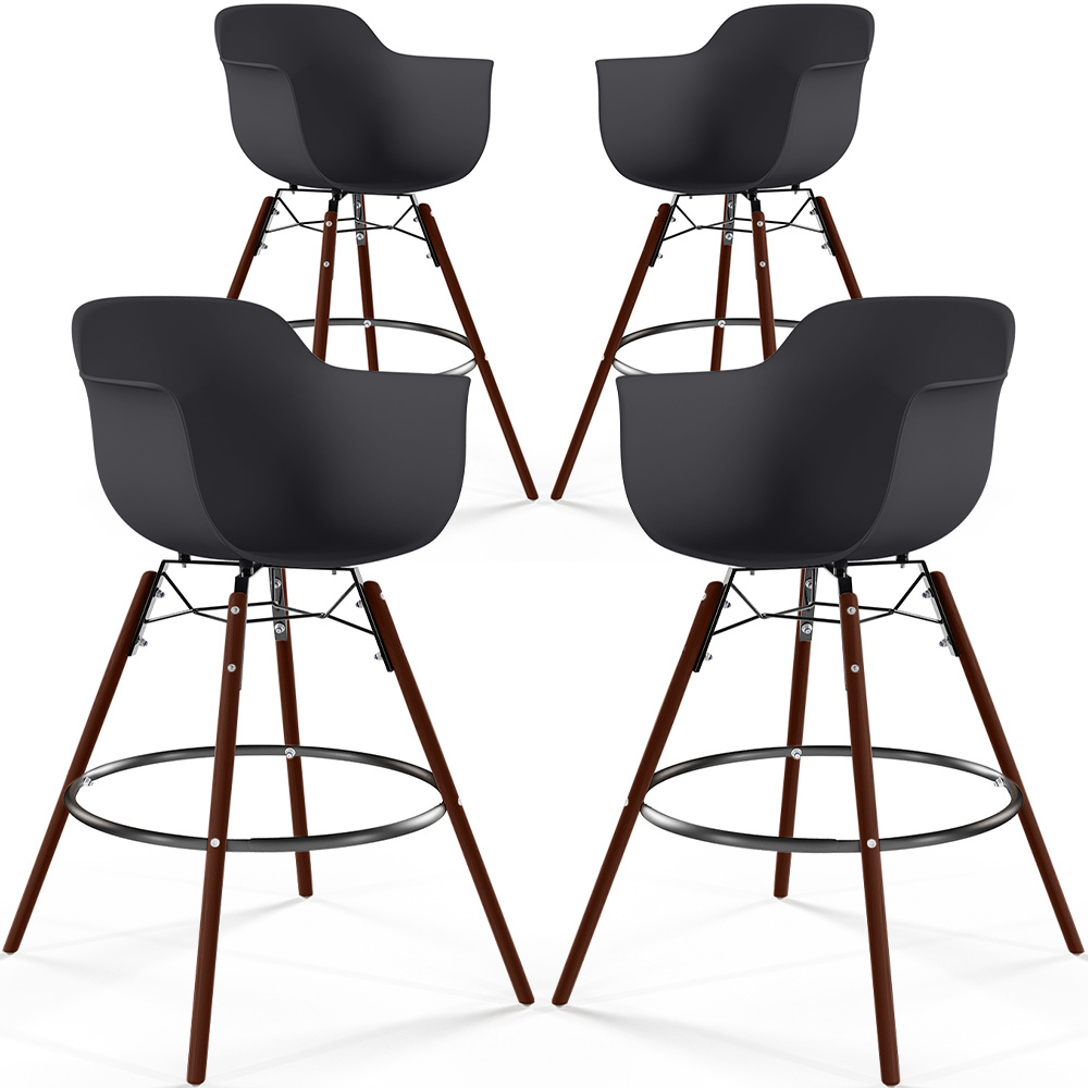  Buy Bar Stools Scandinavian Design - Dark Wood Legs - Pack of 4 - Skandiva Black 61574 - in the EU