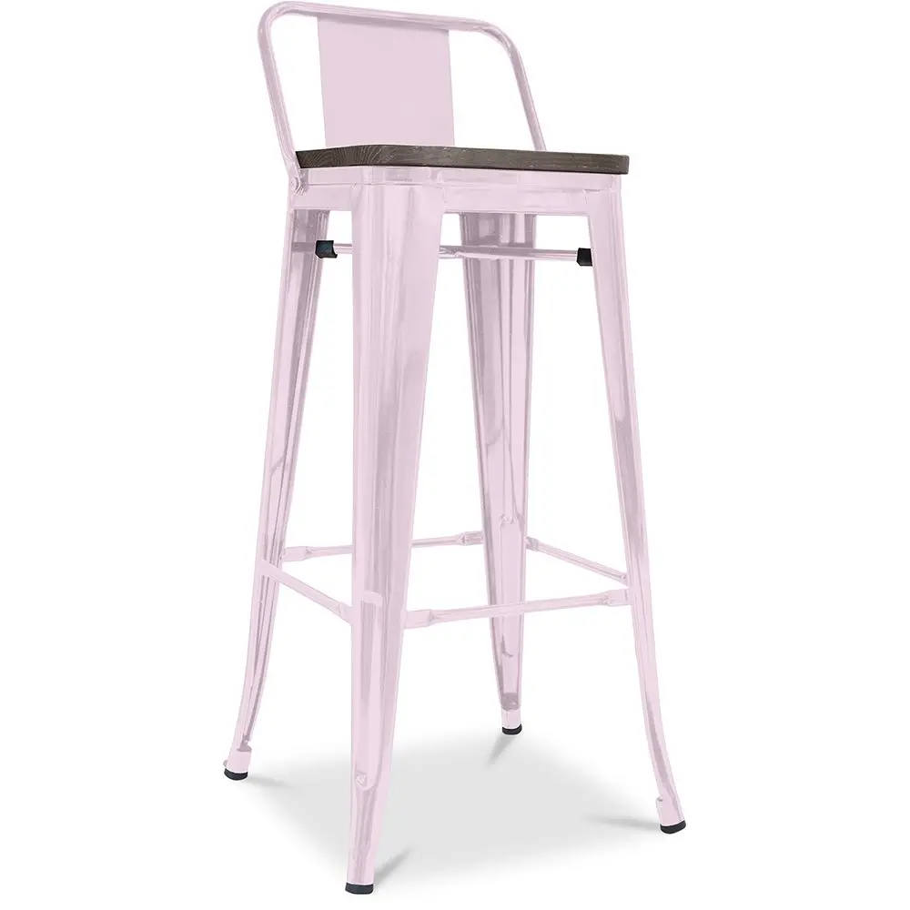 Buy Industrial Design Bar Stool with Backrest - Wood & Steel - 76cm - Metalix Pastel pink 59118 - in the EU