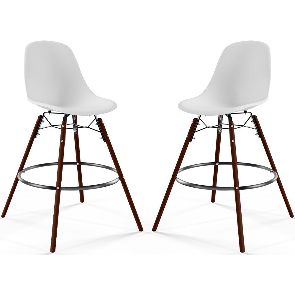  Buy Bar Stools - Scandinavian Design - Dark Wood Legs - Pack of 2 - Lumi White 61579 - in the EU