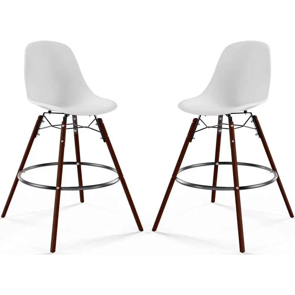  Buy Bar Stools - Scandinavian Design - Dark Wood Legs - Pack of 2 - Lumi White 61579 - in the EU