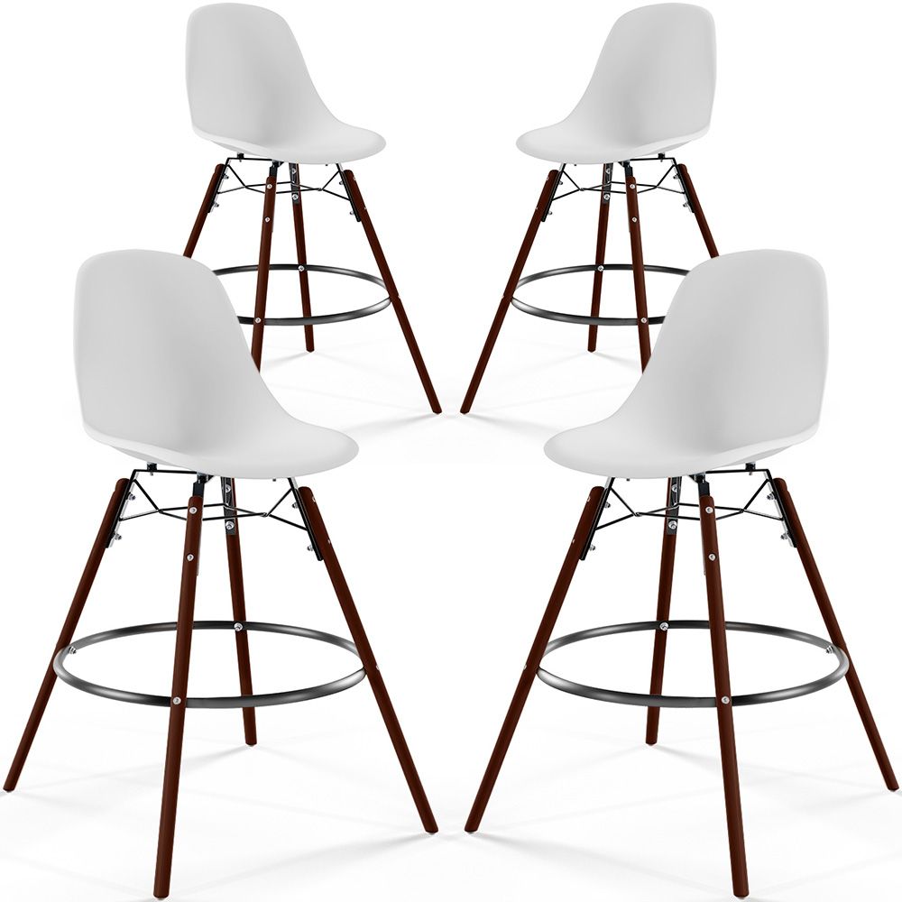  Buy Dining Stool - Scandinavian Design - Dark Wood Legs - Pack of 4 - Lumi White 61580 - in the EU