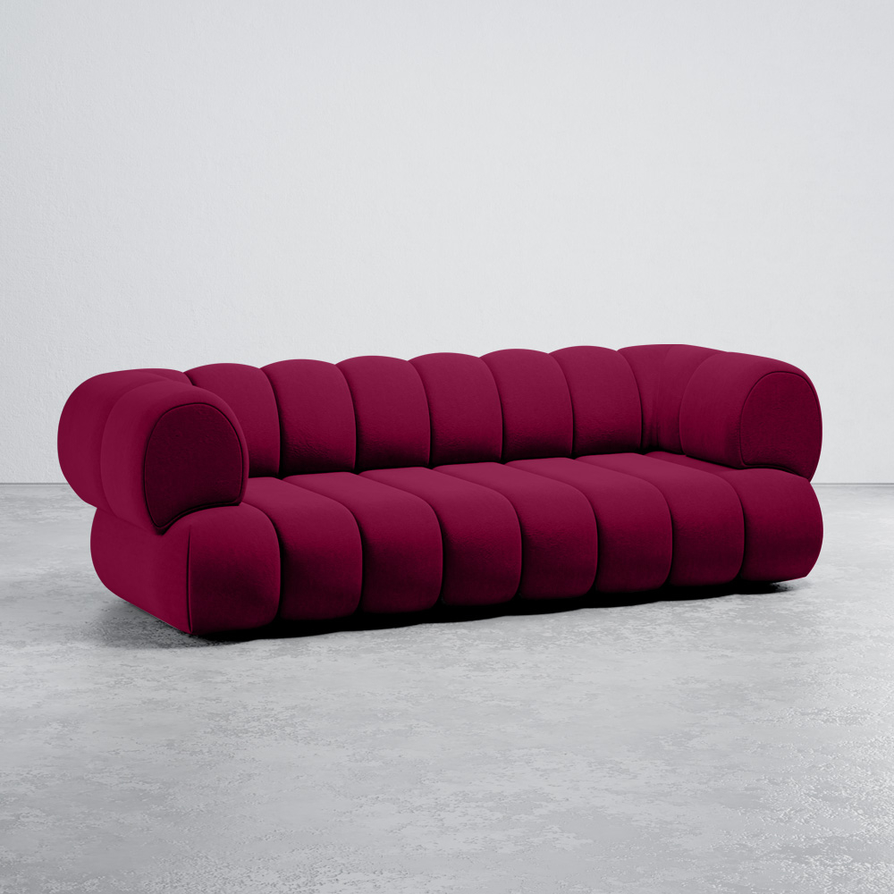  Buy Velvet Upholstered Sofa - Modern Style - 2/3 Seater - Curved Premium Wine 61486 - in the EU