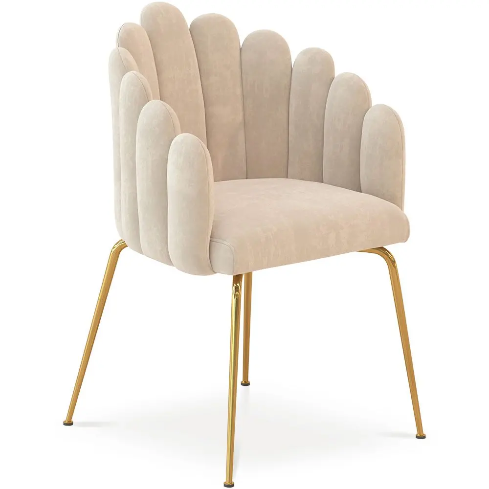  Buy Dining Chair Shell-Style in Velvet - Golden Legs - Exotic Glam Beige 61593 - in the EU