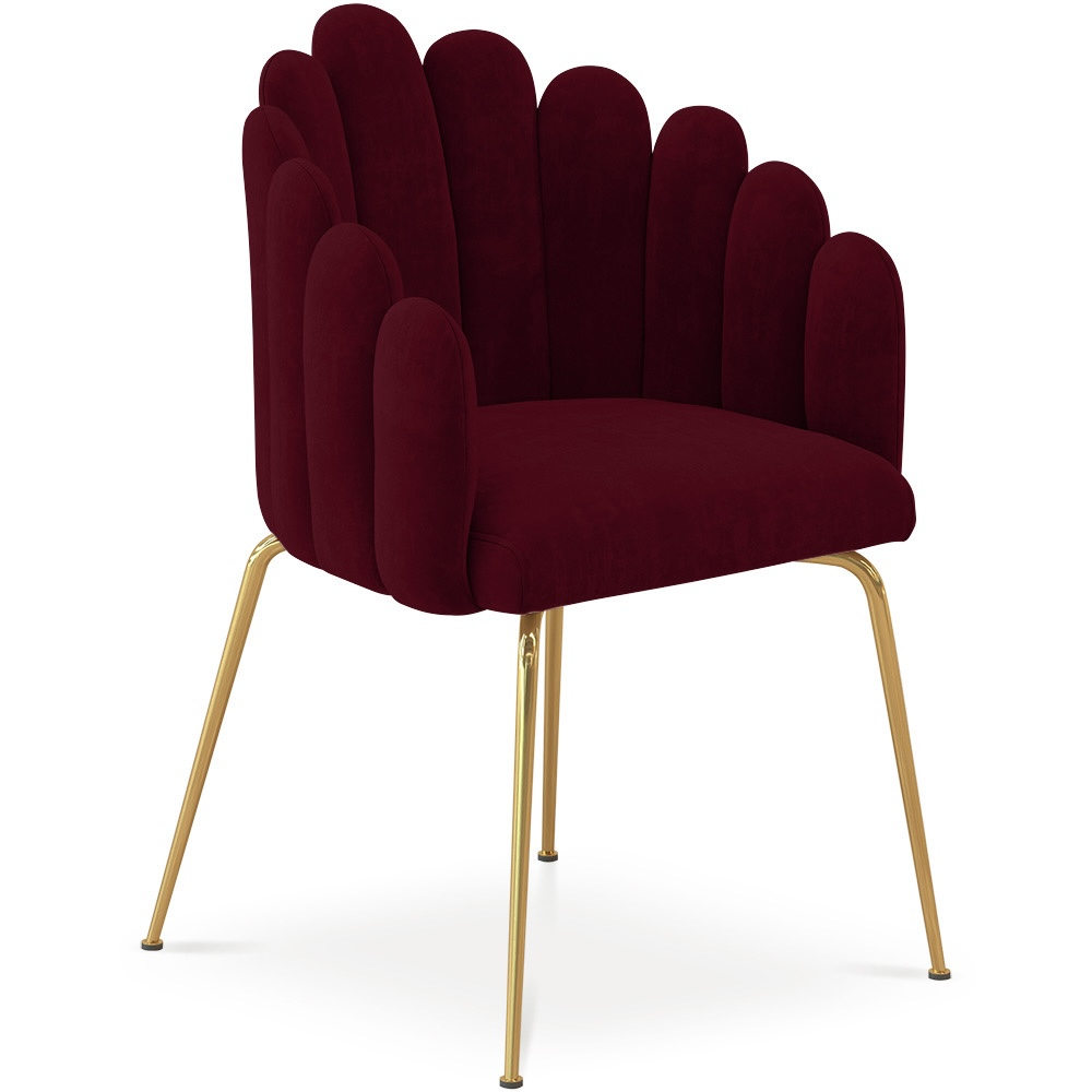  Buy Dining Chair Shell-Style in Velvet - Golden Legs - Exotic Glam Wine 61593 - in the EU