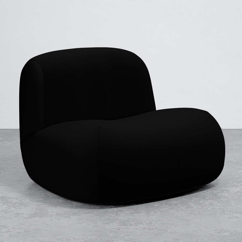  Buy Organic-Shaped Lounge Armchair - Velvet Upholstered Armchair Scandinavian Modern Design - Dustine Black 61587 - in the EU